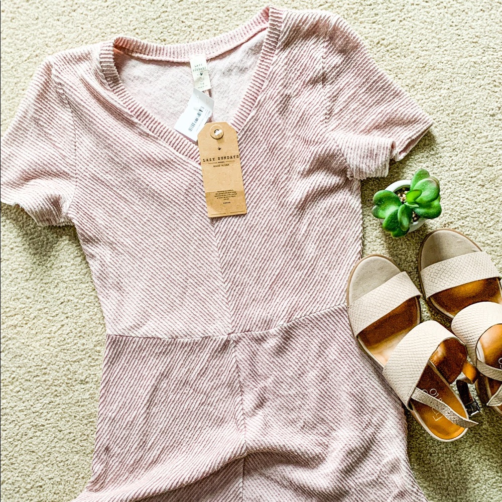Mauve Ribbed Spring Dress